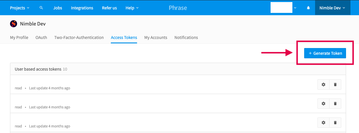 Phrase Access Token