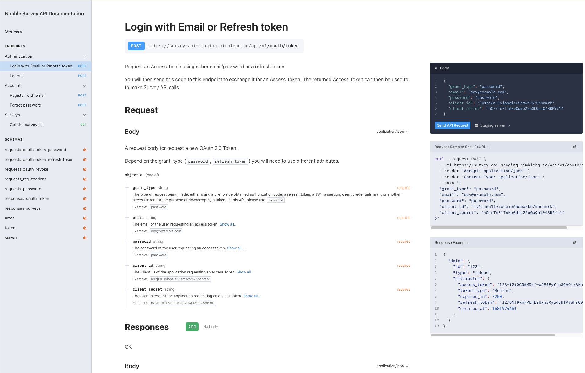 Nimble Survey Web Project - OpenAPI Documentation