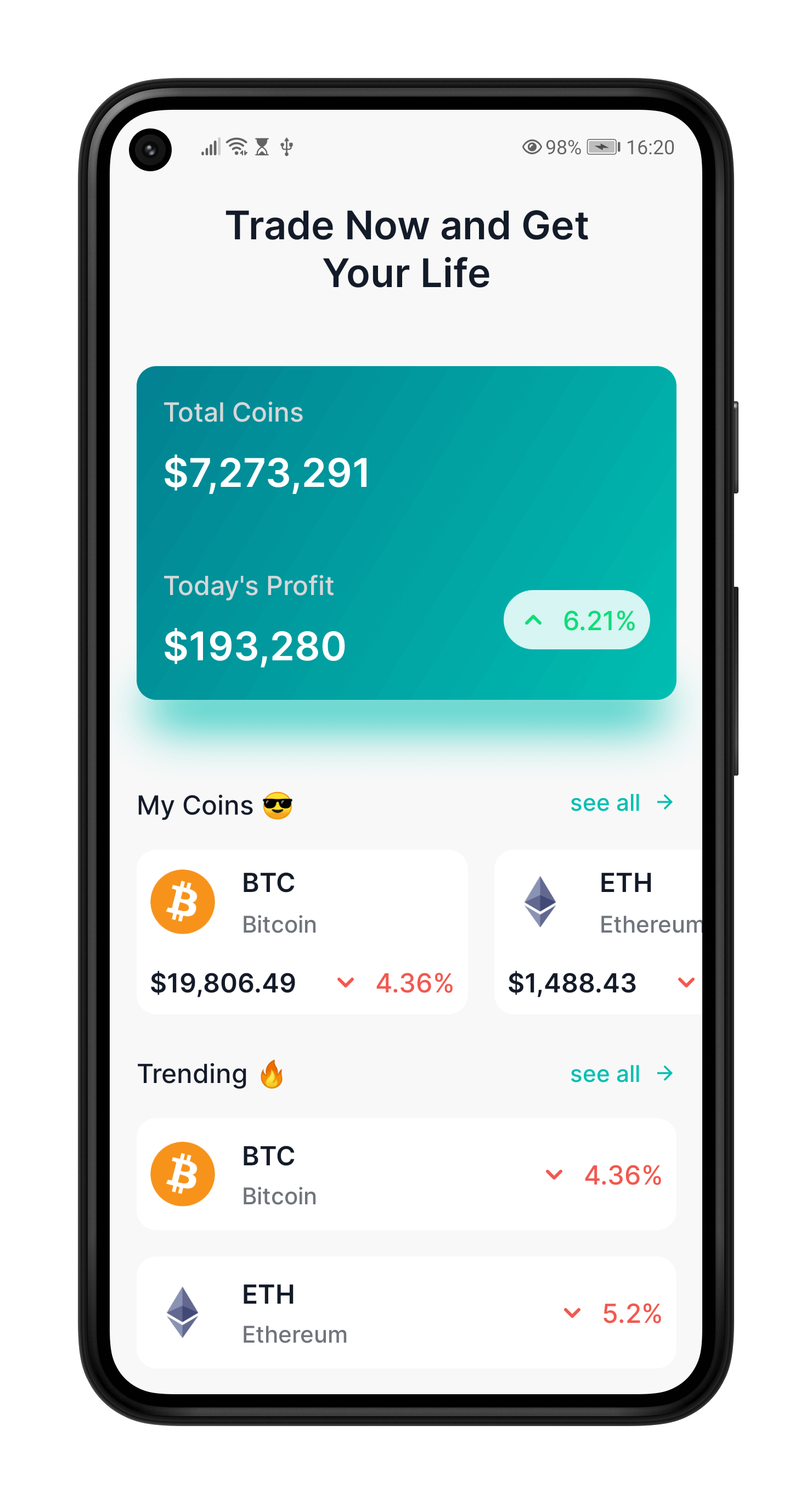 The Crypto Price Tracker application built with Jetpack Compose