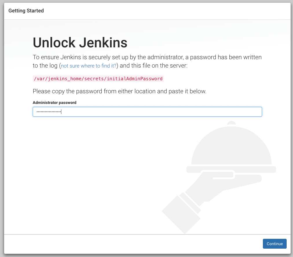 Jenkins settung up admin password on the first run