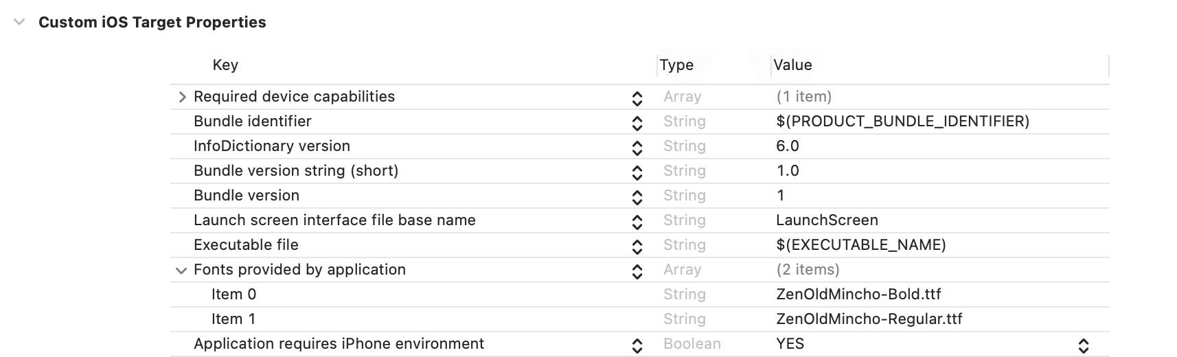 Adding font files to Info.plist