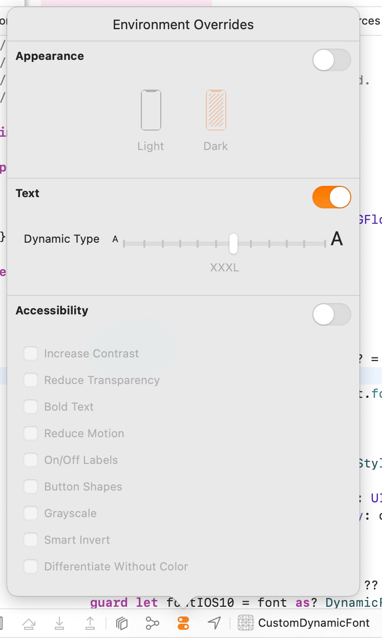 Xcode Environment settings