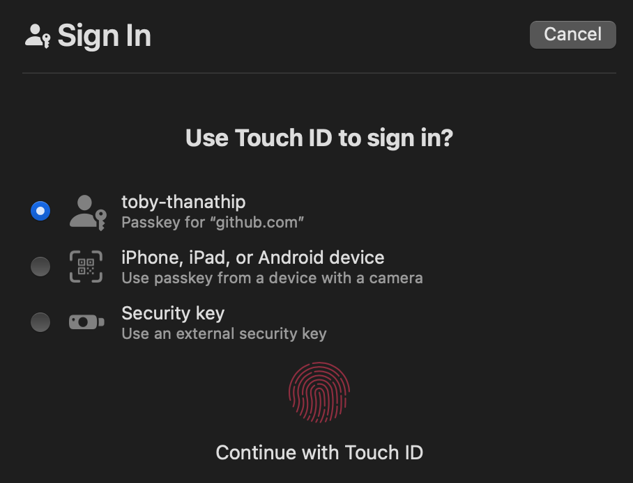 Sign-in dialog